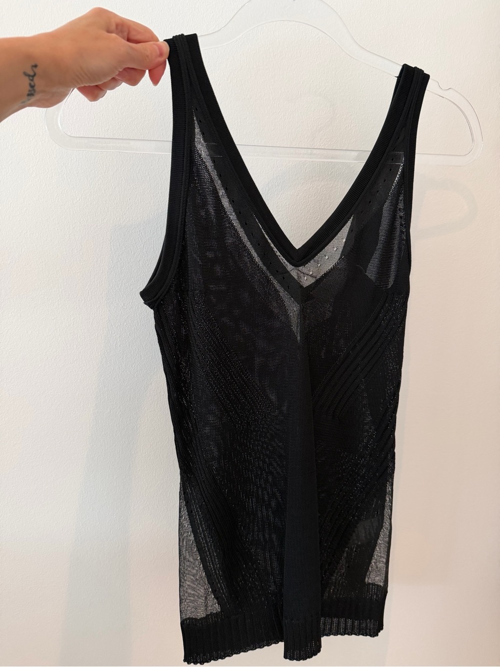 Zimmermann Black Sheer V-Neck Knit Tank